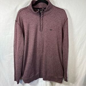 Travis Mathew Sweatshirt Mens XXL Maroon 1/4 Zip Golf Cotton/Polystrech